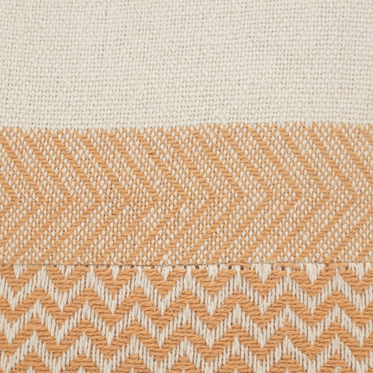 18" Orange and Off White Throw Pillow