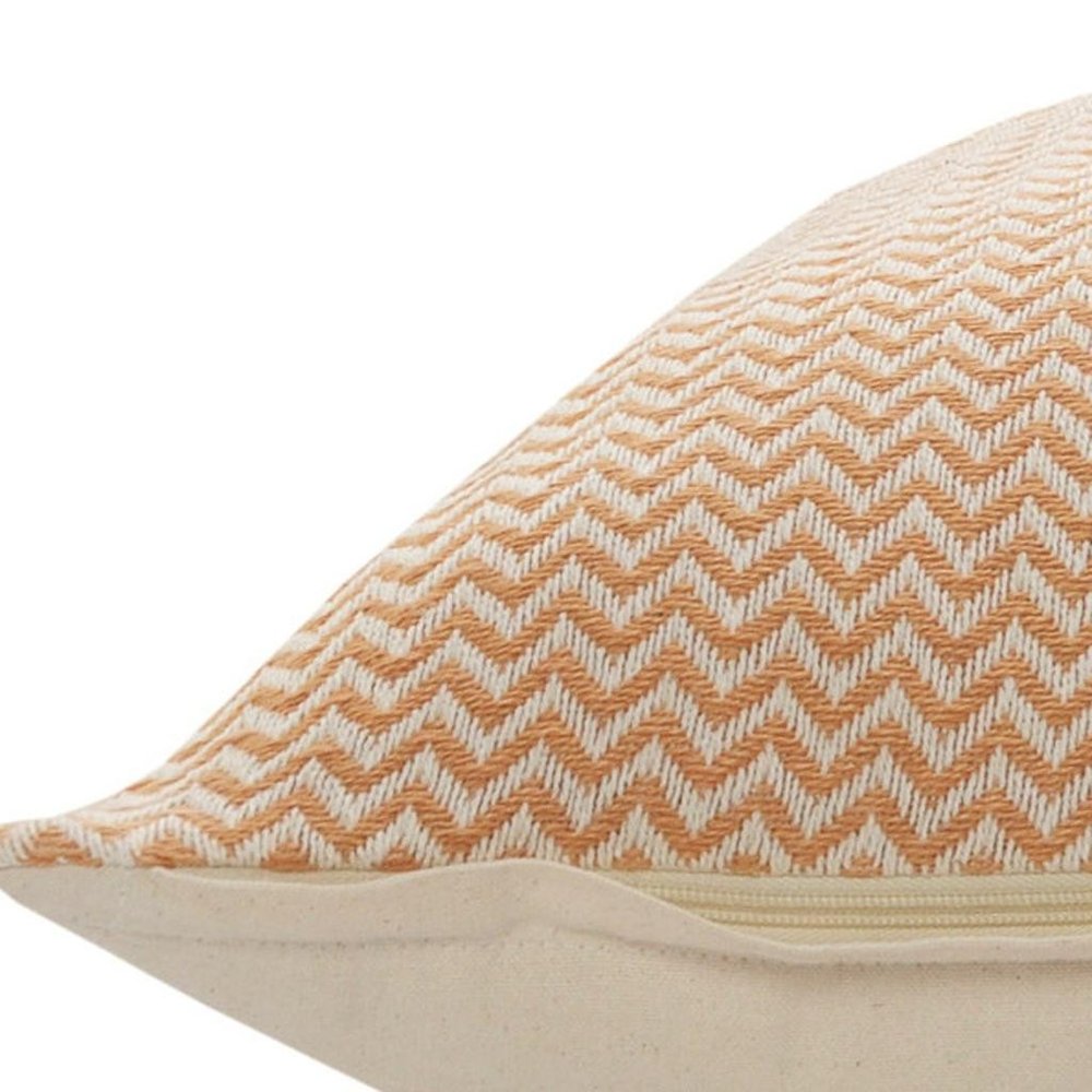18" Orange and Off White Throw Pillow — view 6