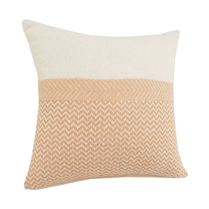 18" X 18" Orange And Off-White 100% Cotton Chevron Zippered Pillow FurniFindUSA