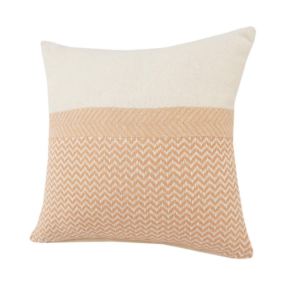 18" Orange and Off White Throw Pillow — view 4