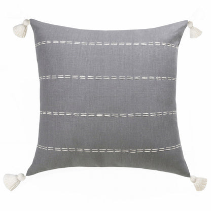 20" X 20" Slate Gray Linen Striped Zippered Pillow FurniFindUSA
