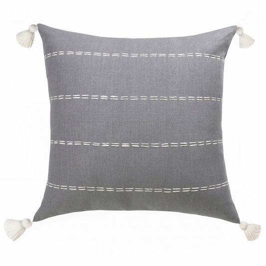 20" X 20" Slate Gray Linen Striped Zippered Pillow FurniFindUSA