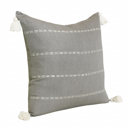 20" X 20" Slate Gray Linen Striped Zippered Pillow FurniFindUSA
