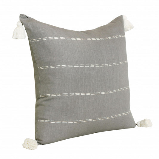 20" X 20" Slate Gray Linen Striped Zippered Pillow FurniFindUSA