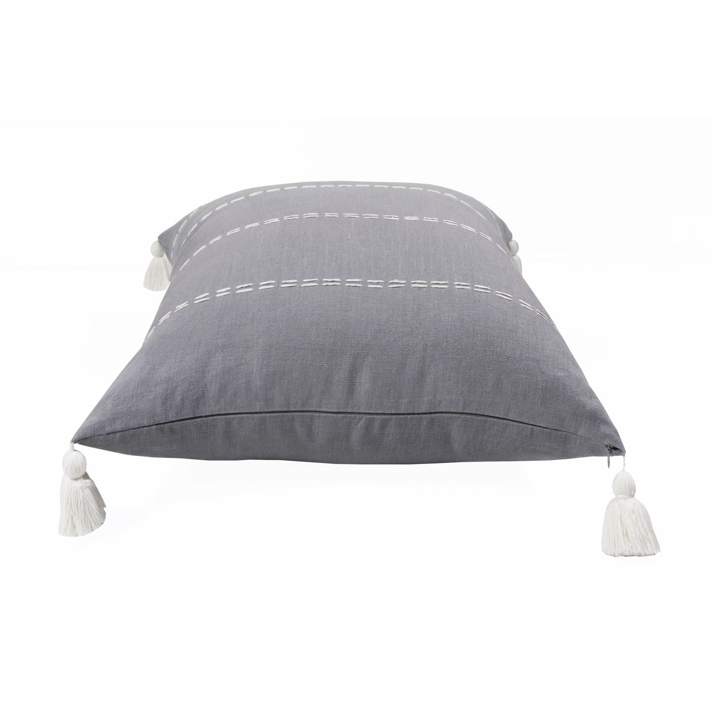 20" X 20" Slate Gray Linen Striped Zippered Pillow FurniFindUSA
