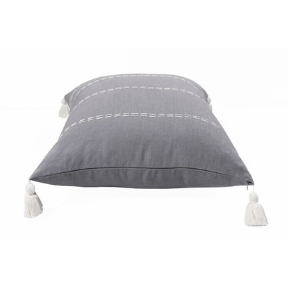 20" X 20" Slate Gray Linen Striped Zippered Pillow FurniFindUSA