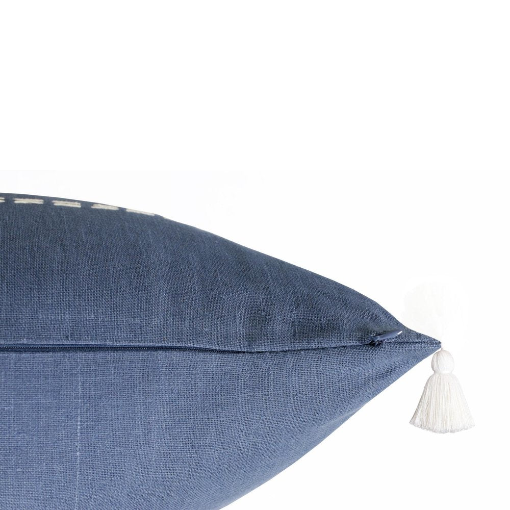 20" X 20" Navy Linen Striped Zippered Pillow HomeRoots