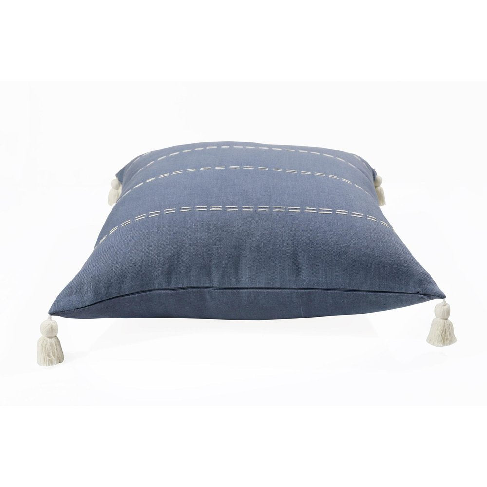 20" X 20" Navy Linen Striped Zippered Pillow HomeRoots