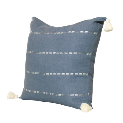 20" X 20" Navy Linen Striped Zippered Pillow HomeRoots