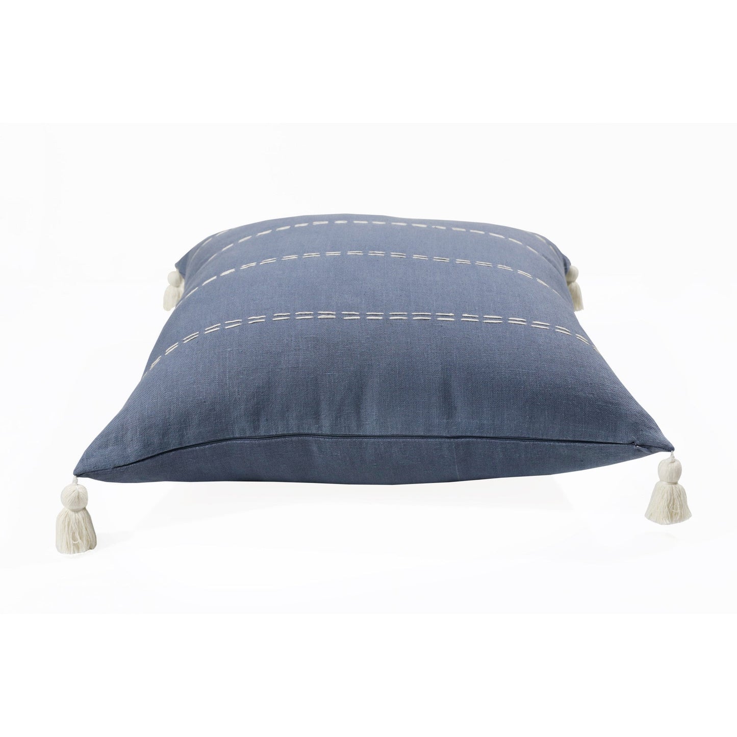 20" X 20" Navy Linen Striped Zippered Pillow FurniFindUSA