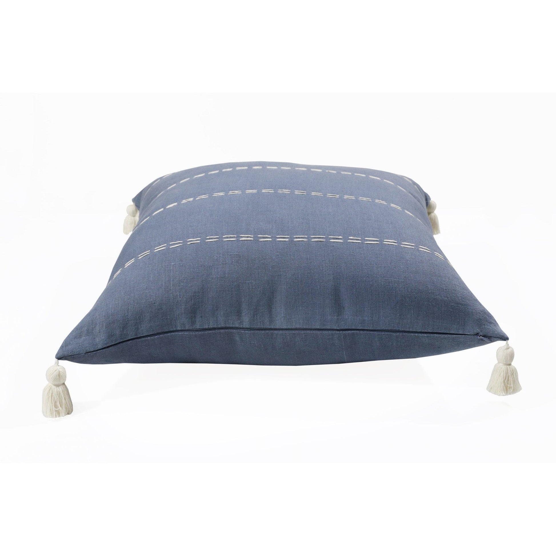 20" X 20" Navy Linen Striped Zippered Pillow FurniFindUSA