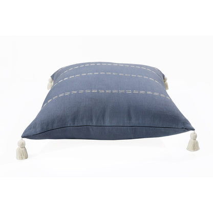 20" X 20" Navy Linen Striped Zippered Pillow FurniFindUSA