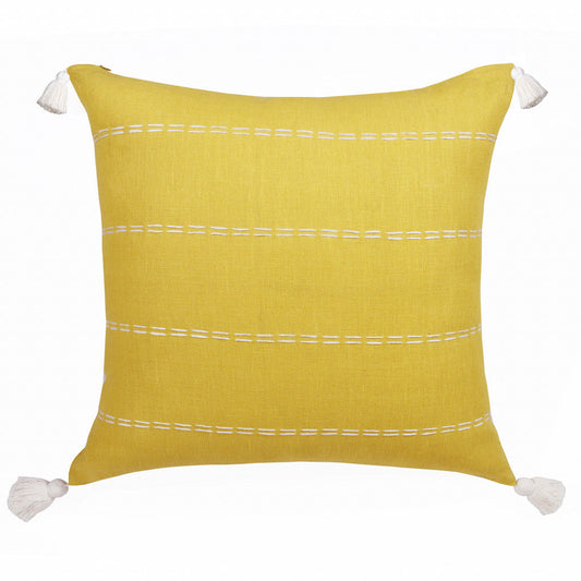 20" X 20" Mustard Linen Striped Zippered Pillow FurniFindUSA