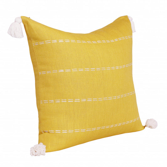 20" X 20" Mustard Linen Striped Zippered Pillow FurniFindUSA