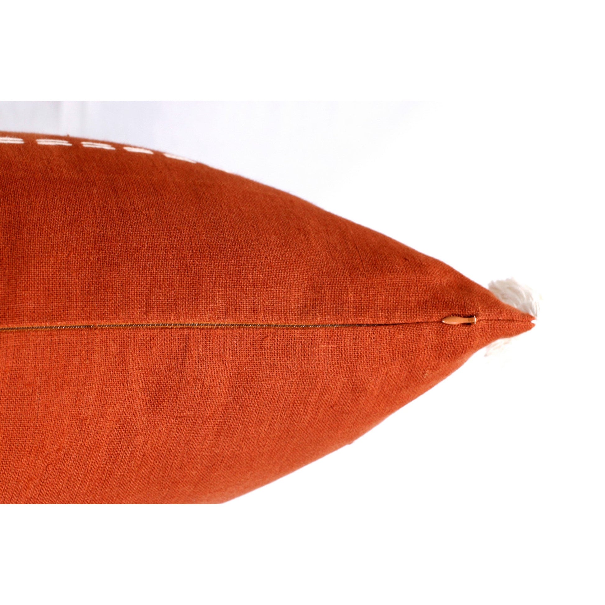 20" X 20" Rust Linen Striped Zippered Pillow FurniFindUSA