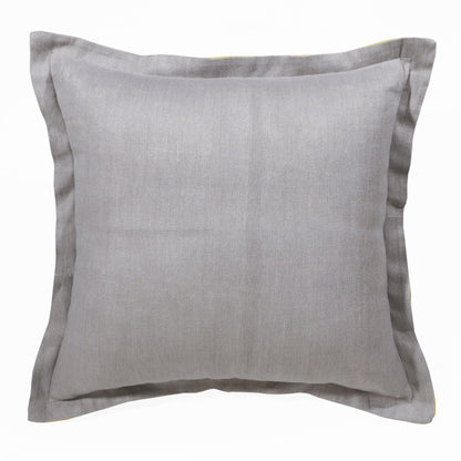 20" X 20" Gray And Yellow Linen Zippered Pillow FurniFindUSA