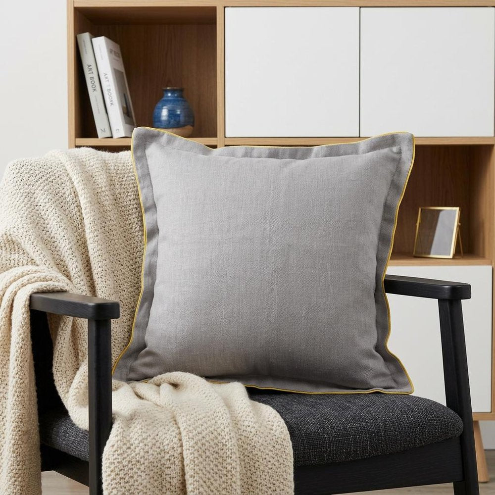 20" X 20" Gray And Yellow Linen Zippered Pillow HomeRoots