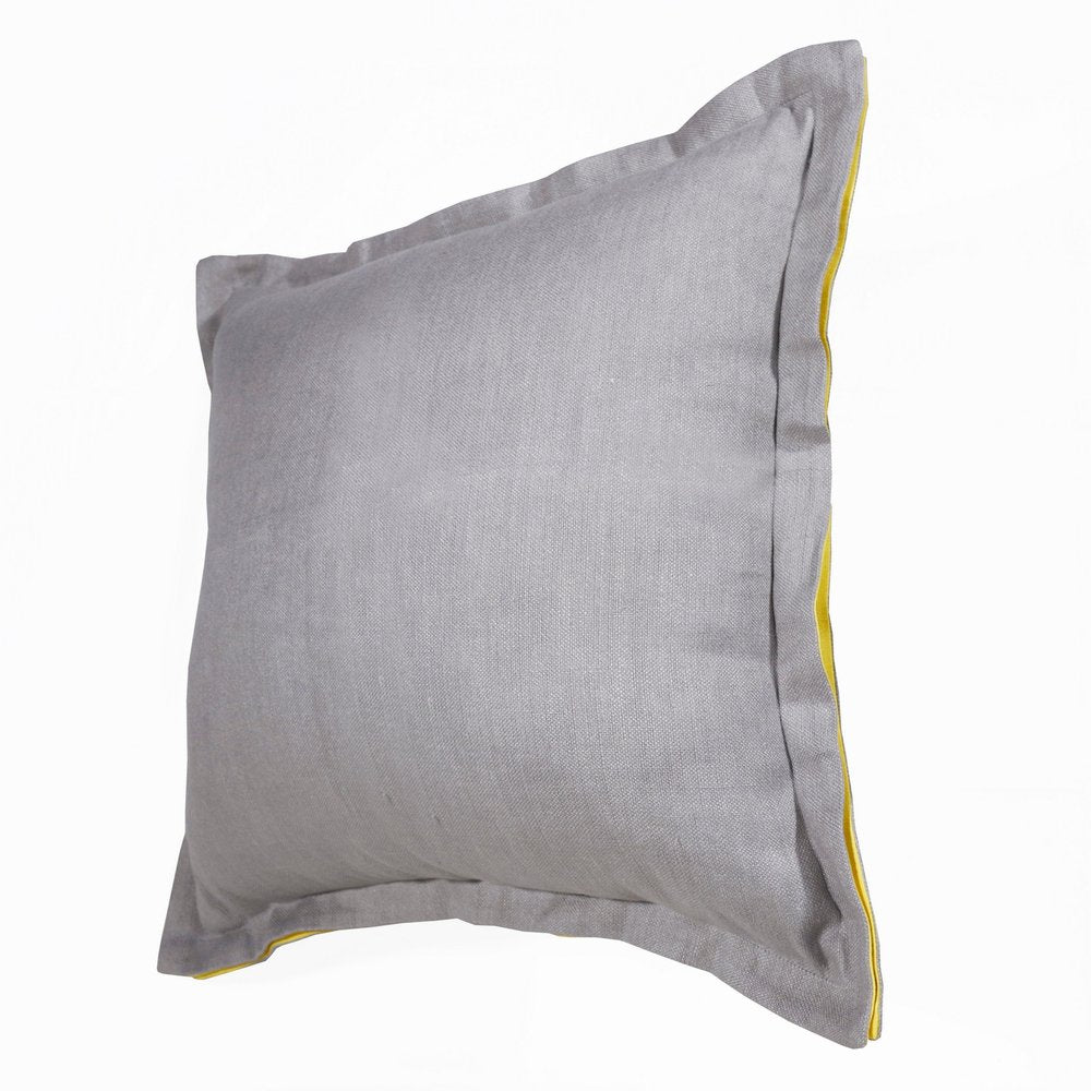 20" X 20" Gray And Yellow Linen Zippered Pillow — view 6