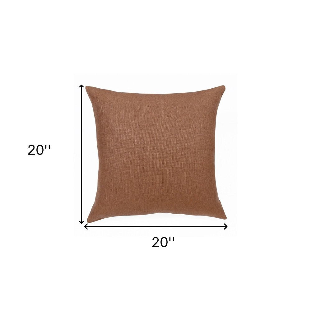 20" Brown Linen Throw Pillow — view 8