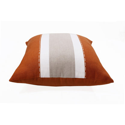 20" X 20" Rust And Gray Linen Striped Zippered Pillow FurniFindUSA