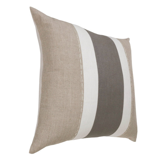 20" X 20" Gray And Tan Linen Striped Zippered Pillow FurniFindUSA
