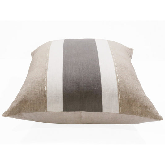 20" X 20" Gray And Tan Linen Striped Zippered Pillow FurniFindUSA
