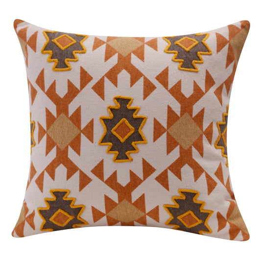 20" X 20" Orange 100% Cotton Geometric Zippered Pillow FurniFindUSA
