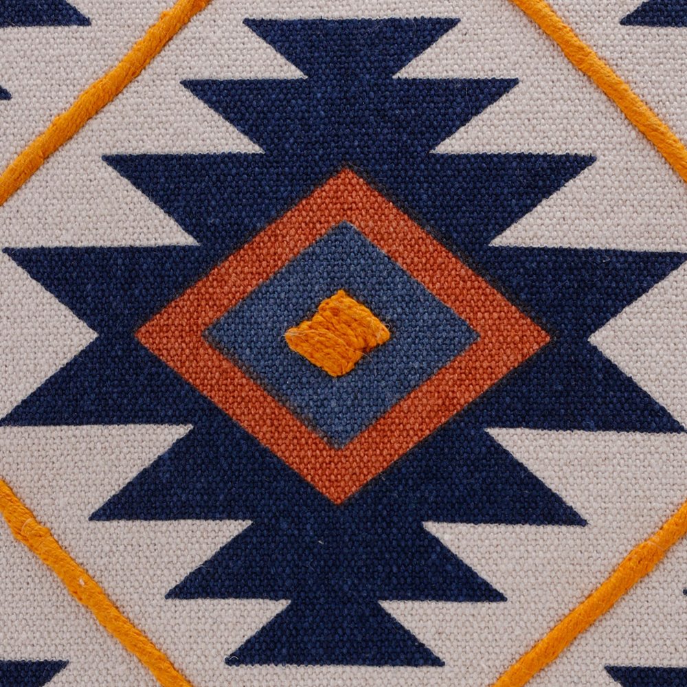 20" X 20" Blue 100% Cotton Geometric Zippered Pillow HomeRoots