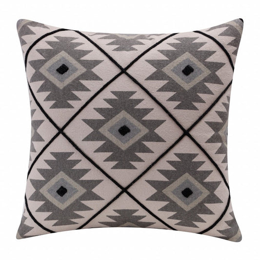 20" Gray and Black Throw Pillow