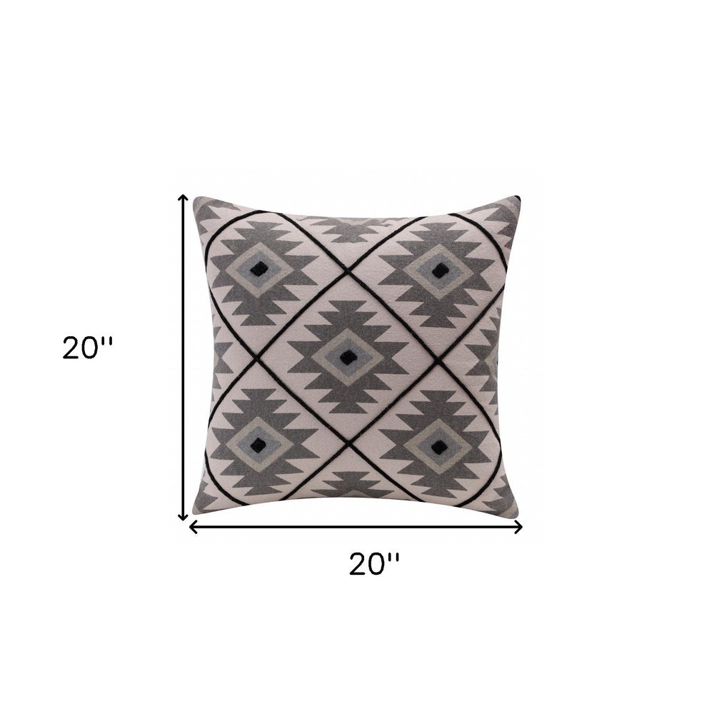 20" Gray and Black Throw Pillow — view 7