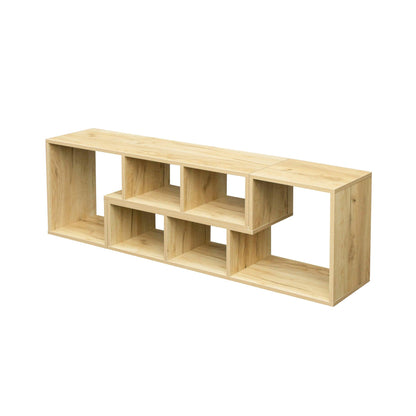 Double L-Shaped Oak TV Stand Display Shelf Bookcase for Home Furniture OAK - FurniFindUSA