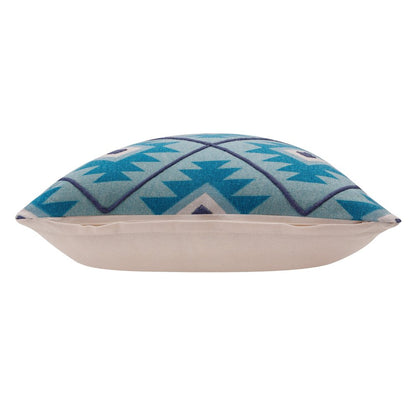 20" X 20" Blue And White 100% Cotton Geometric Zippered Pillow HomeRoots