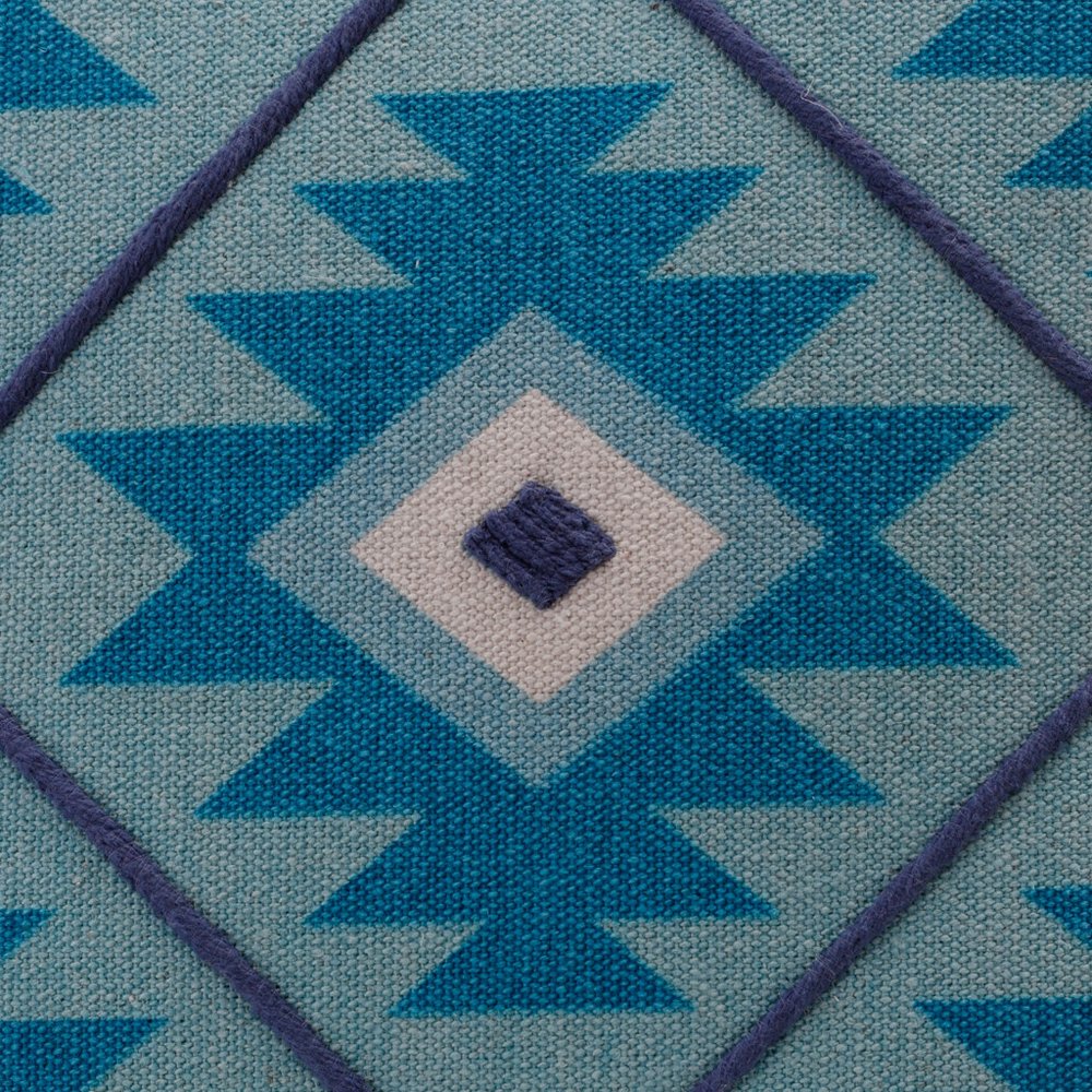 20" X 20" Blue And White 100% Cotton Geometric Zippered Pillow HomeRoots
