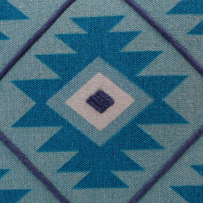 20" X 20" Blue And White 100% Cotton Geometric Zippered Pillow HomeRoots