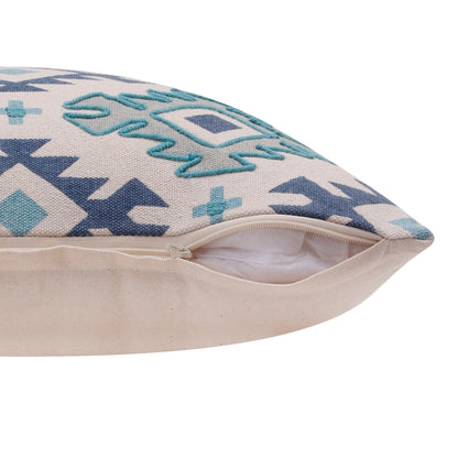 20" X 20" Navy And Light Gray 100% Cotton Geometric Zippered Pillow FurniFindUSA