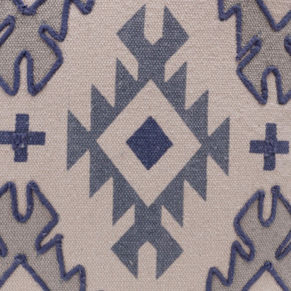 20" X 20" Blue And Gray 100% Cotton Geometric Zippered Pillow — view 5