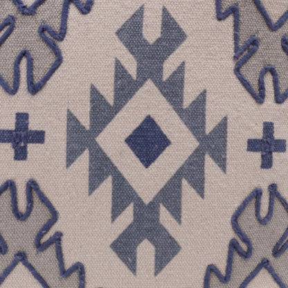 20" X 20" Blue And Gray 100% Cotton Geometric Zippered Pillow HomeRoots