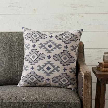 20" X 20" Blue And Gray 100% Cotton Geometric Zippered Pillow HomeRoots