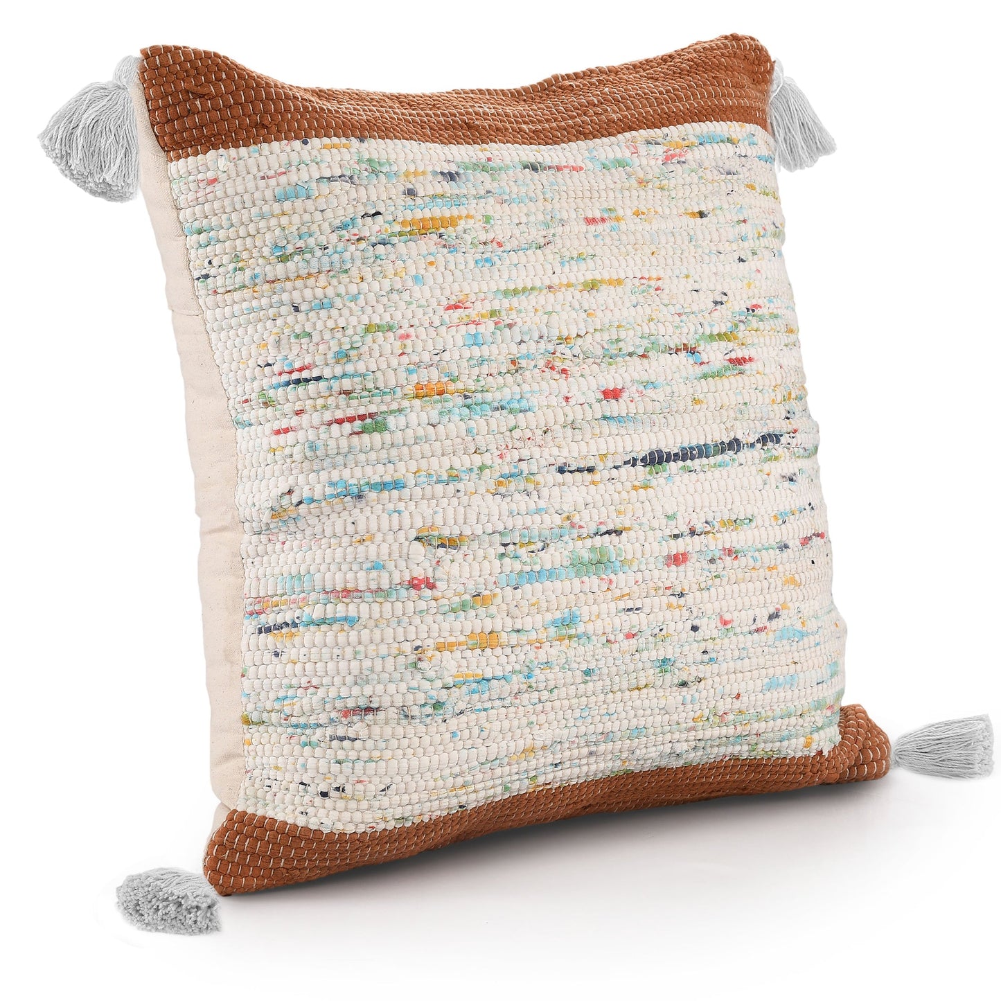 20" X 20" Brown and White Cotton Abstract Throw Pillow FurniFindUSA