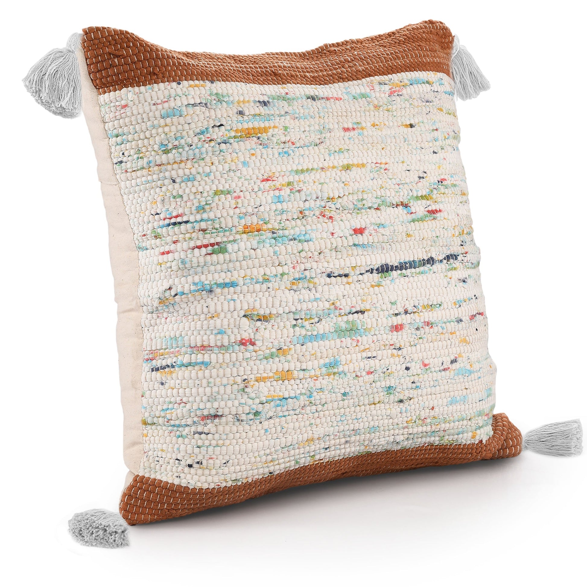 20" X 20" Brown and White Cotton Abstract Throw Pillow FurniFindUSA