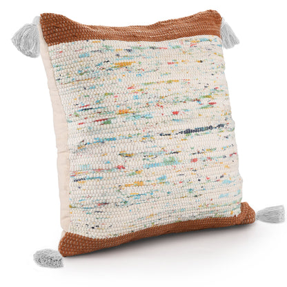 20" X 20" Brown and White Cotton Abstract Throw Pillow FurniFindUSA