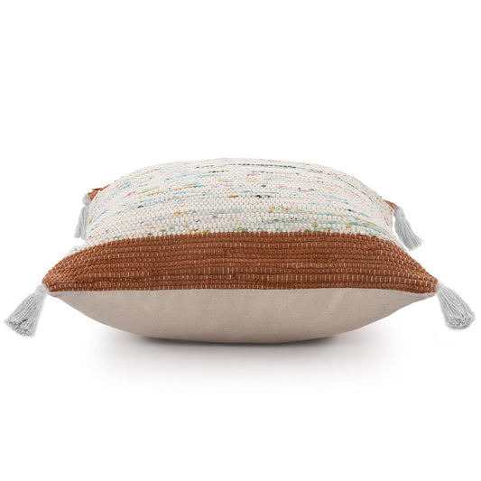 20" X 20" Brown and White Cotton Abstract Throw Pillow FurniFindUSA