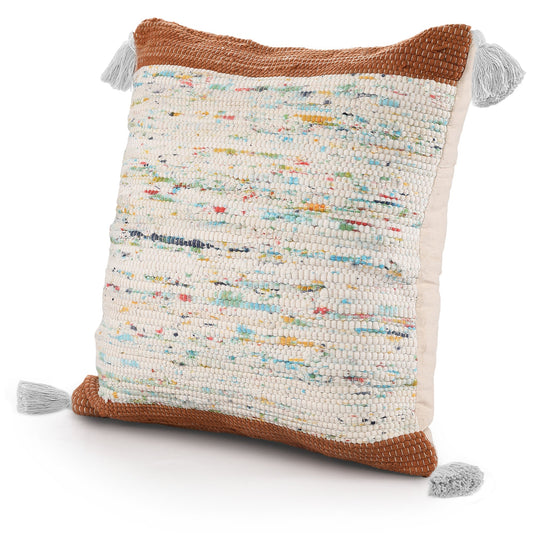 20" X 20" Brown and White Cotton Abstract Throw Pillow FurniFindUSA