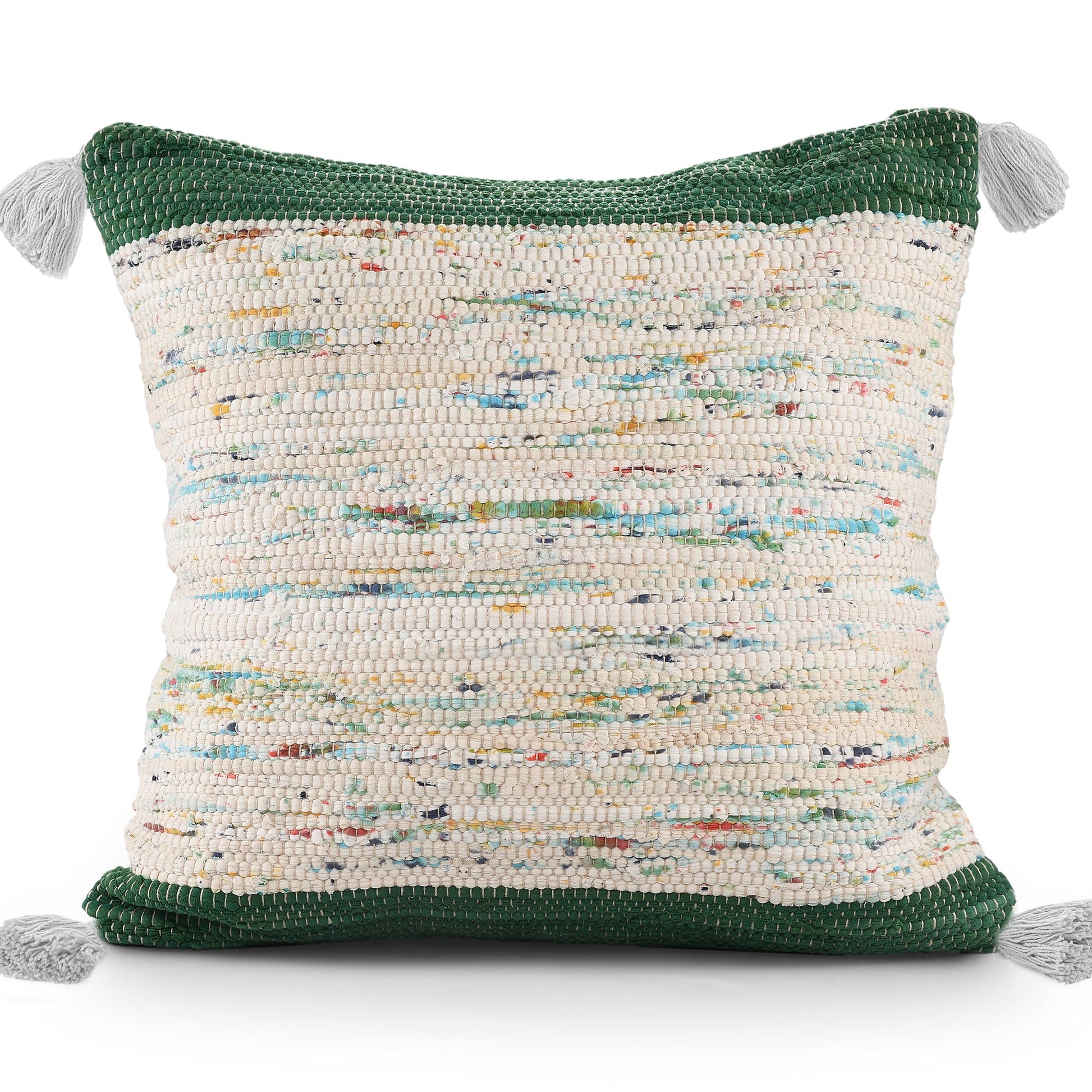 20" X 20" Green And Off-White 100% Cotton Abstract Zippered Pillow FurniFindUSA