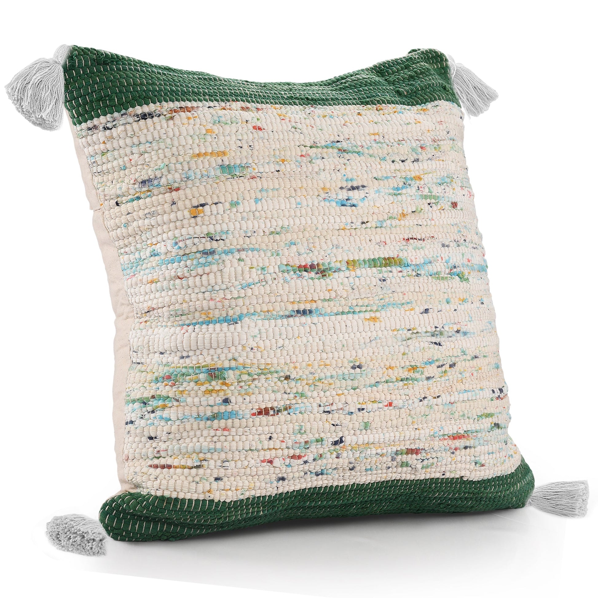 20" X 20" Green And Off-White 100% Cotton Abstract Zippered Pillow FurniFindUSA