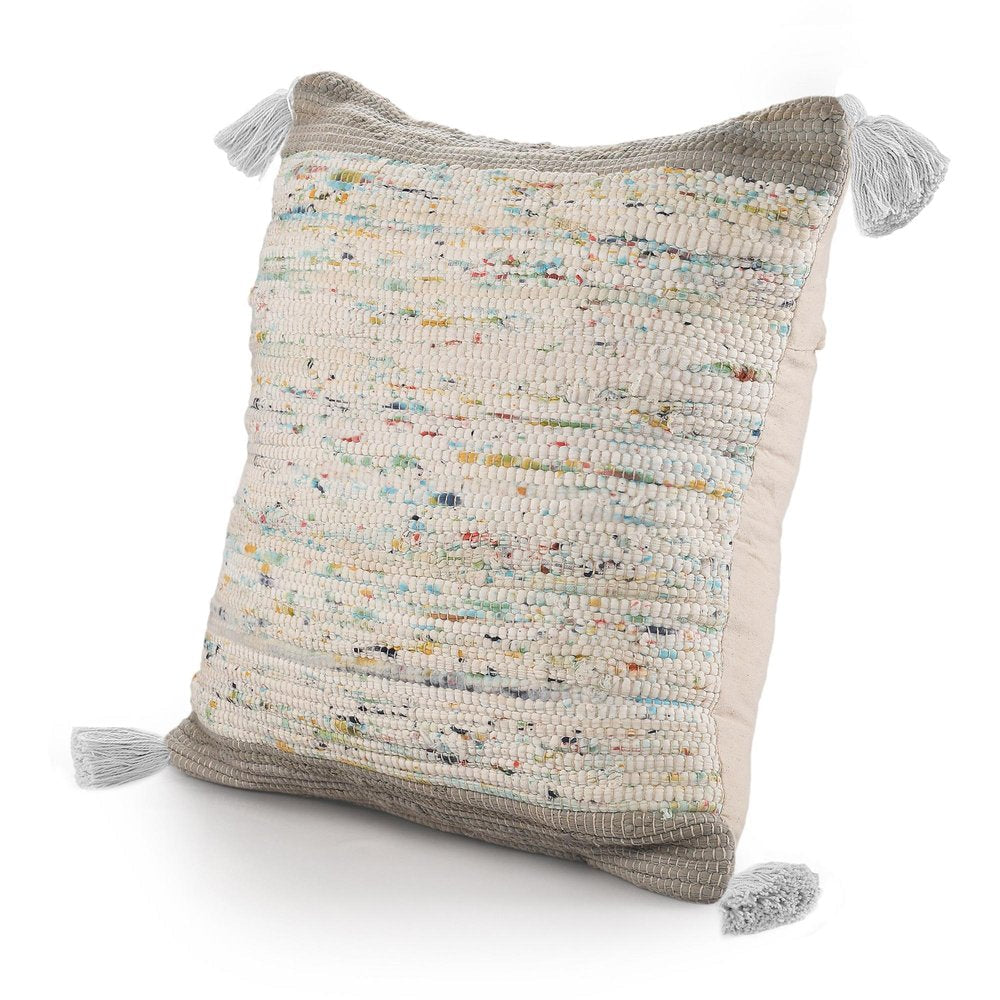 20" X 20" Gray And Off-White 100% Cotton Abstract Zippered Pillow — view 5