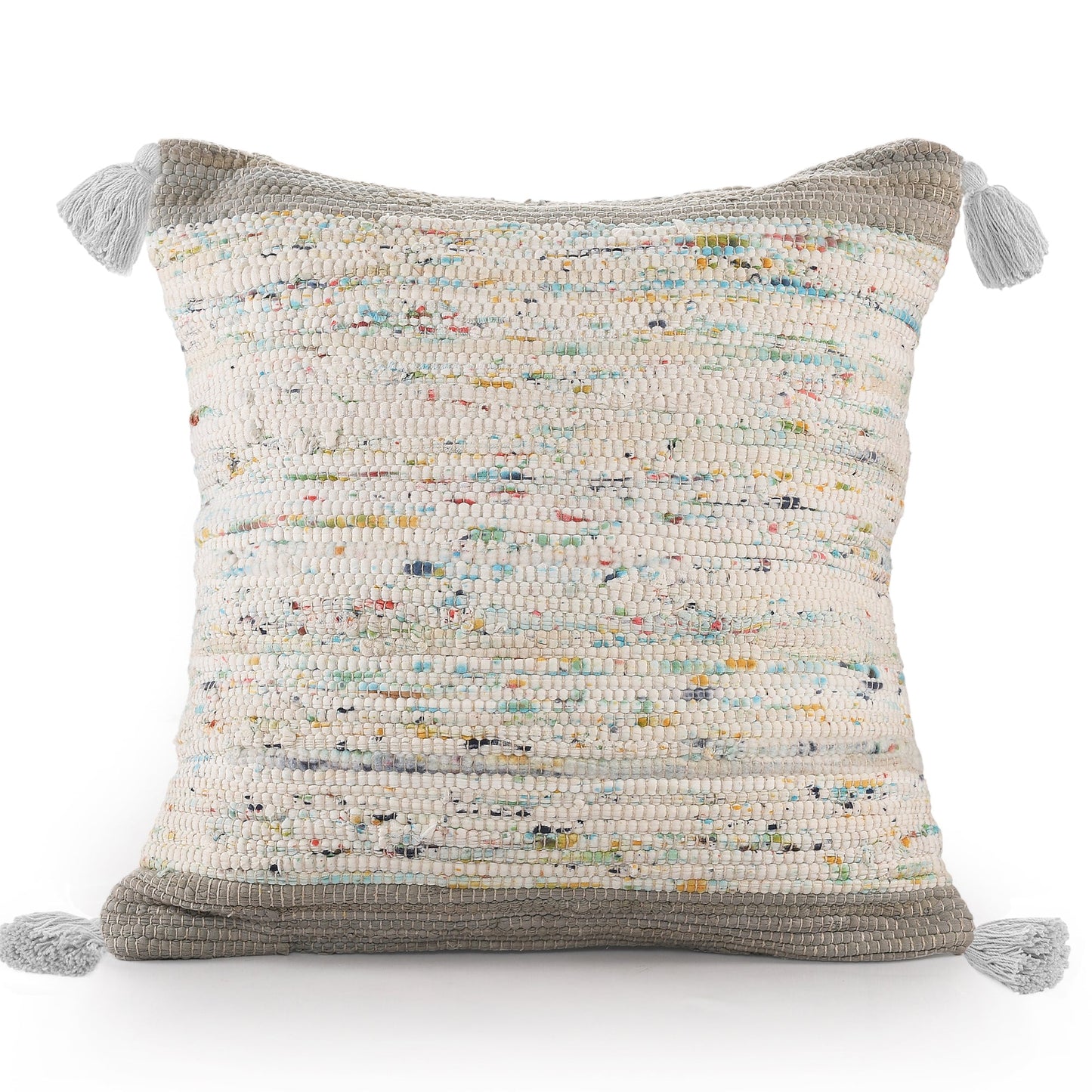 20" X 20" Gray And Off-White 100% Cotton Abstract Zippered Pillow FurniFindUSA