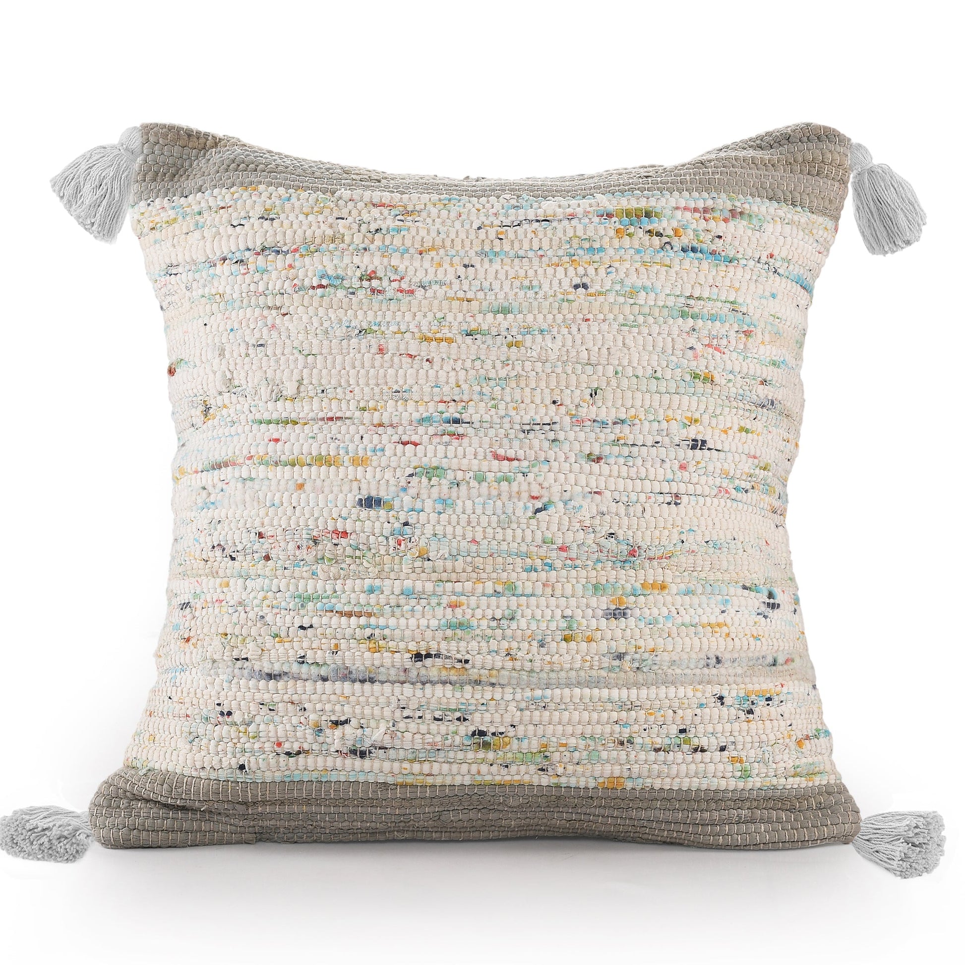 20" X 20" Gray And Off-White 100% Cotton Abstract Zippered Pillow FurniFindUSA