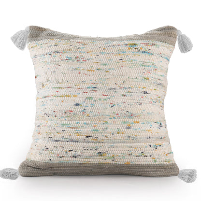 20" X 20" Gray And Off-White 100% Cotton Abstract Zippered Pillow FurniFindUSA