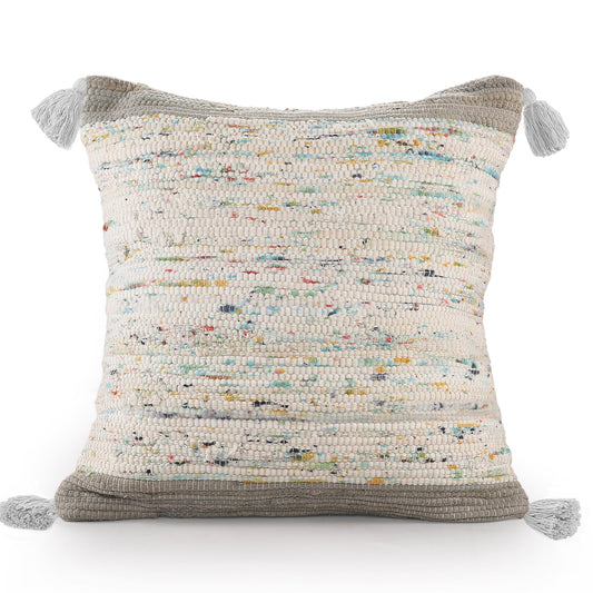 20" X 20" Gray And Off-White 100% Cotton Abstract Zippered Pillow FurniFindUSA